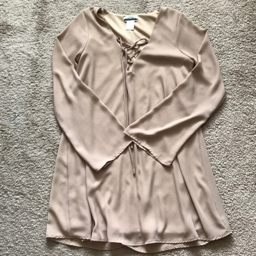 Lace Up Bell Sleeve Dress